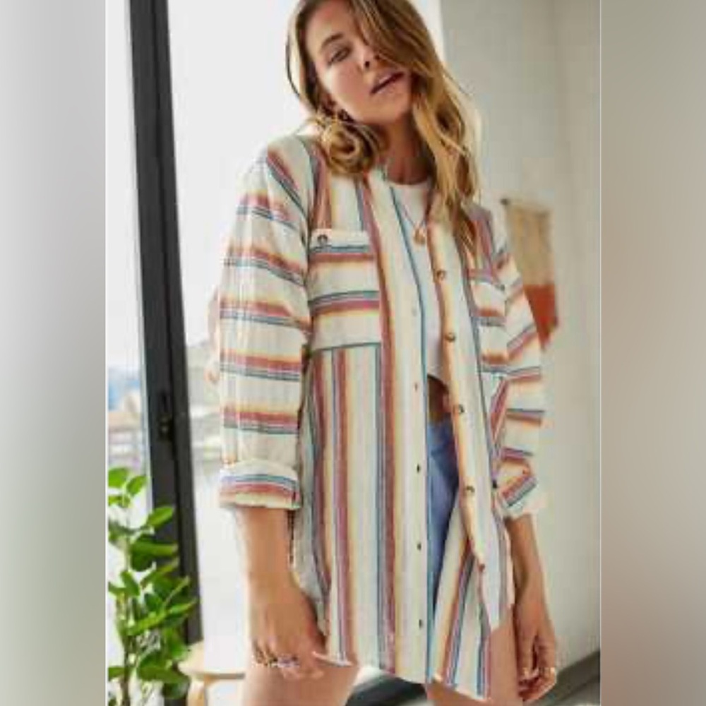 BDG Striped Multicolor Button-Up Women oversized shirt